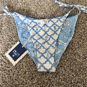 Roller Rabbit Light Blue and White Scalloped Print Bikini Bottom